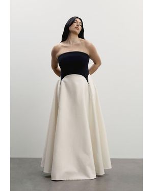 11 Honoré Strapless Color-Blocked Satin Gown - White