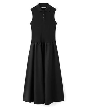 Mango Mixed Media Midi Dress - Black