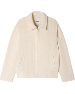 Sandro Knit-Effect Regular-Collar Jacket - Natural