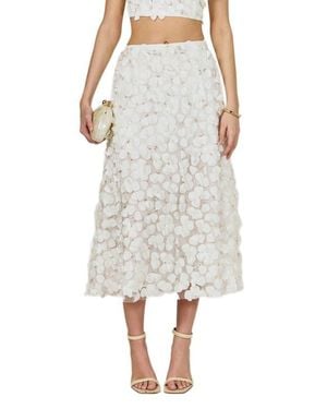Endless Rose 3D Floral Midi Skirt - White