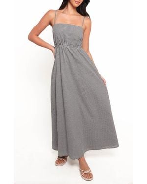 Petal & Pup Serene Gingham Tie Back Sleeveless Maxi Dress - Gray