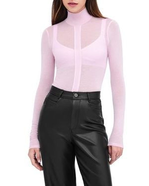MARCELLA Amsterdam Sheer Jersey Turtleneck Top - Pink