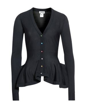 STAUD Jamie Ruffle Hem Cardigan - Black
