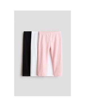 H&M 3-Pack Cotton Leggings - Pink