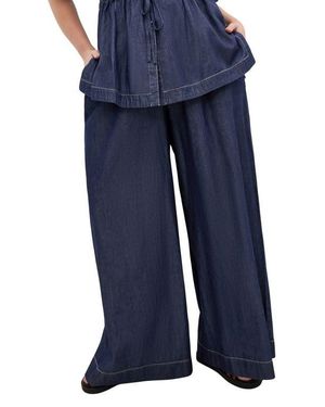 City Chic Mikayla Wide Leg Drawstring Denim Pants - Blue