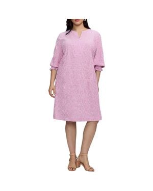 Foxcroft Alicia Stripe Crinkle Jacquard Shift Dress - Purple