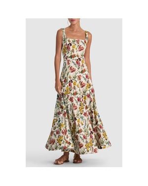 Alice + Olivia Polly Floral Linen Blend Maxi Dress - Metallic