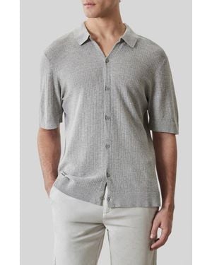 Robert Barakett Kestrel Short Sleeve Linen & Cotton Cardigan - Gray
