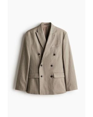 H&M Regular Fit Double-Breasted Jacket - Brown
