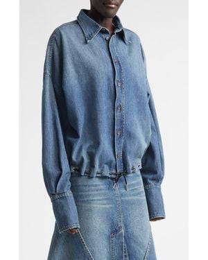 Brandon Maxwell The Leland Drawstring Denim Shirt - Blue