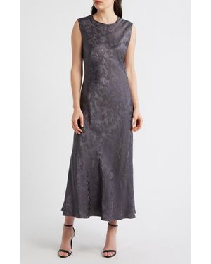 Sam Edelman Textured Floral Damask Maxi Dress - Gray