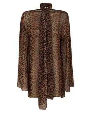 ViX Tammy Sheer Long Sleeve Cover-Up Dress & Scarf Set - Brown
