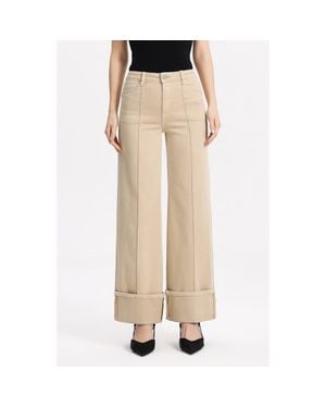 Bayeas Seamed Mid Rise Wide Leg Jeans - Natural