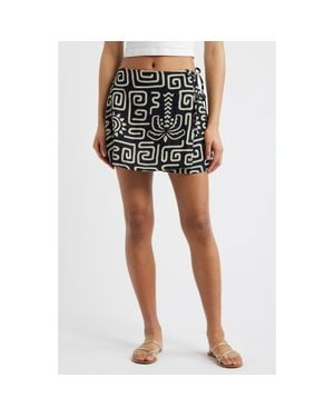 Rip Curl Sunset Luau Linen Blend Wrap Miniskirt - Black