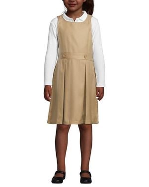 Lands' End Girls Uniform Solid Sweater - Natural