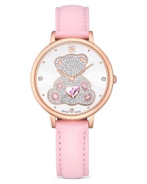 Swarovski Crystal Teddy Leather Strap Watch, 35Mm - Pink