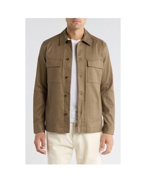 Vince Stretch Linen & Cotton Chore Coat - Brown