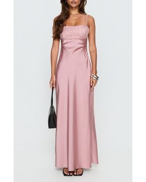 Princess Polly Engracia Sequin Sleeveless Satin Gown - Pink