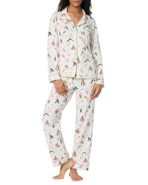Bedhead Print Stretch Cotton Pajamas - White