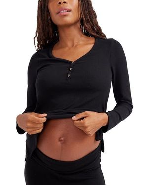 Hatch Collection The Softest Rib Nursing Henley - Black