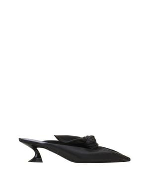 Lanvin Midnight Step Bow Leather Mule With Heel - Black