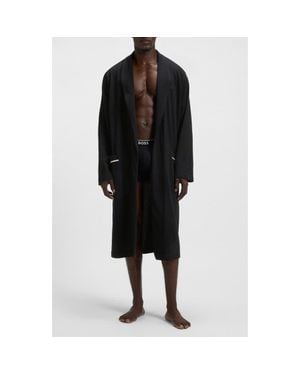 BOSS Shawl Collar Knit Cotton Robe - Black
