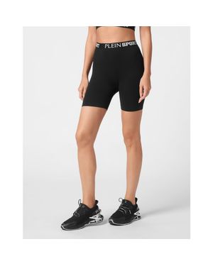 Philipp Plein Rib Seamless Biker Shorts Logo - Black