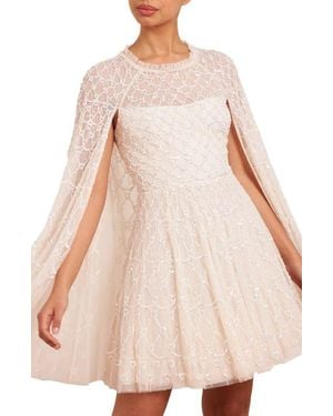 Needle & Thread Heart Lattice Micro Mini Dress - Natural