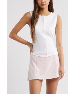 BP. Cotton Blend Button-Up Tank - White