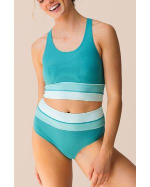 Nanis Cut Back Crop Swim Top - Blue