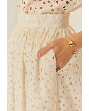 Exquise Charleigh Cotton Midi Skirt - Natural