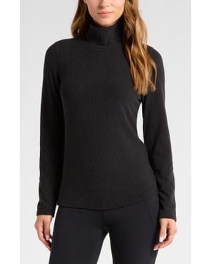 Zella Cozy Rib Mock Neck Top - Black