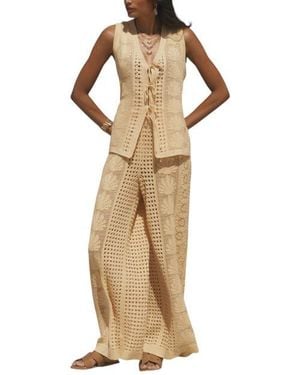 Mint Velvet Crochet Knit Pants - Metallic