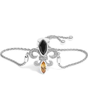 Haus of Brilliance Marquise Onyx, Citrine, And Diamond Accent Lariat - Metallic
