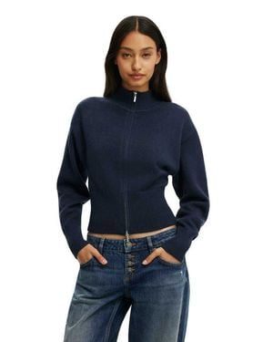 Cotton On Lotus Cinched Zip Knit - Blue
