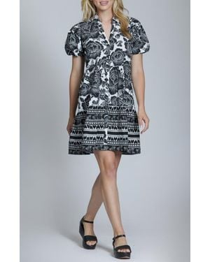 Apny Flounce Floral Print Dress - Blue