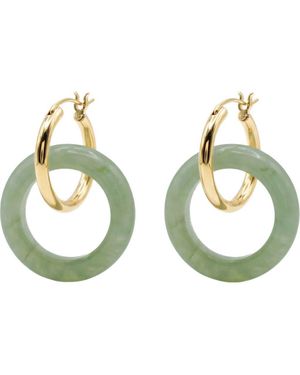 seree Amelie Jade- Gemstone Hoop Earrings - Metallic