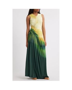 Santi Ruchi Center Ruched Ombré Knit Dress - Green