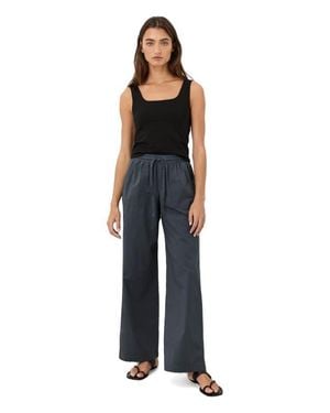 Pact Organic Cotton Stretch Poplin Wide Leg Pant - Blue