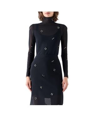 Akris Punto Diamond Dice Mesh Top - Black