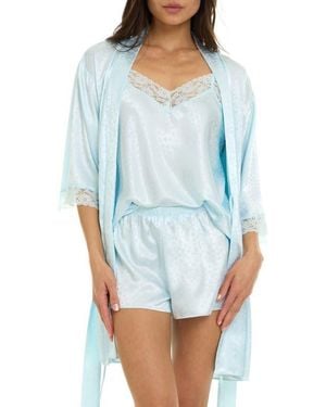 Flora Nikrooz Sabrina Travel Pajamas & Robe Set - Blue