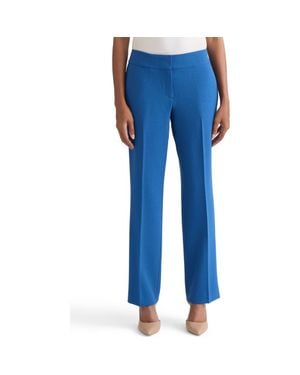 Kasper Ava Stretch Crepe Straight Leg Pants - Blue