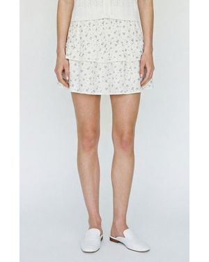 Vero Moda Trine Floral Tiered Organic Cotton Miniskirt - White