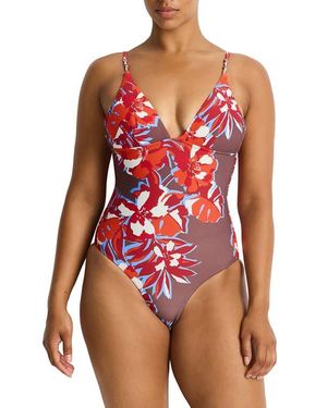 Sea Level Triangle One-Piece Swimsuit - Red