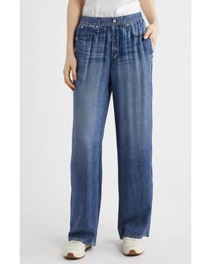 Rag & Bone Rb Miramar Slink Trompe L'Oeil Faux Denim Wide Leg Lounge Pants - Blue