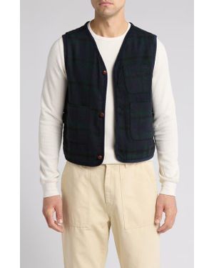Elwood Plaid Felted Wool Blend Hunter's Vest - Blue