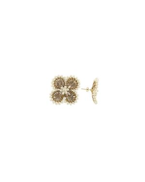 LOTT.gioielli Silk Flower Earrings - Metallic