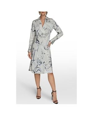 Donna Karan Long Sleeve Print Dress - White