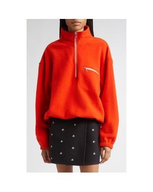Rier Wool Fleece Half Zip Sweatshirt - Red