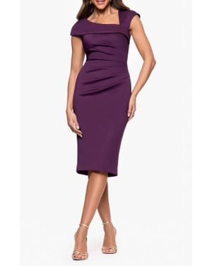Xscape Evenings Asymmetric Scuba Knit Cocktail Dress - Purple